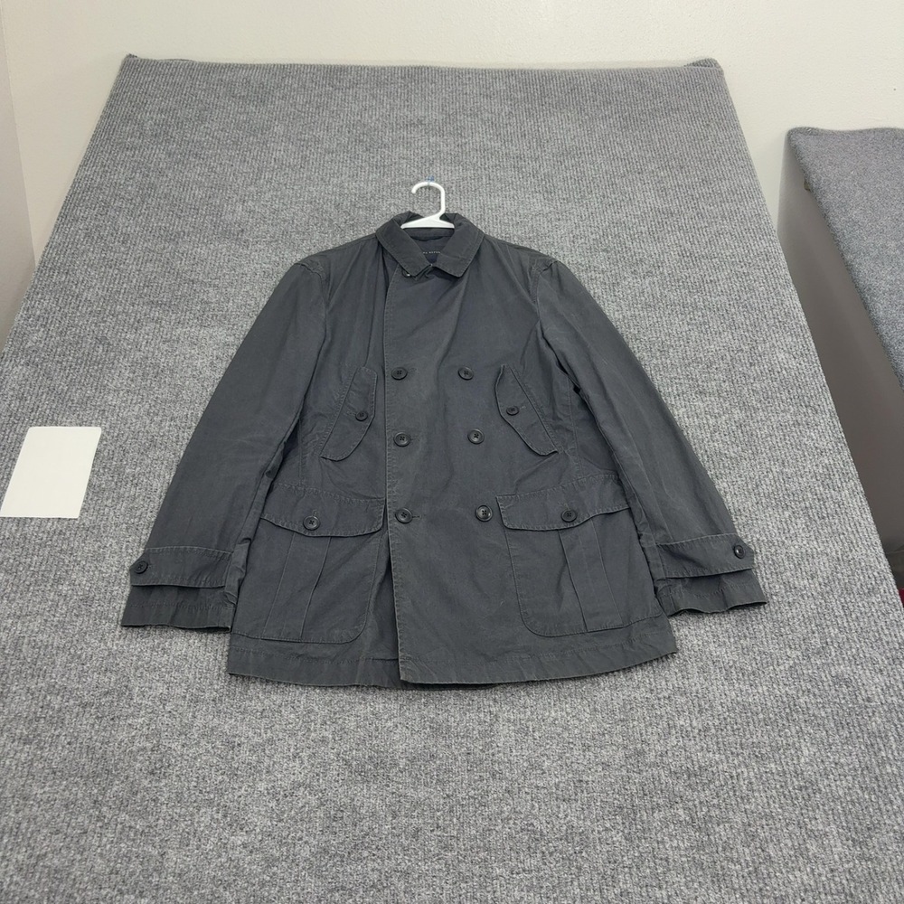 Banana Republic Jacket Mens S Gray Cotton Double Breasted Field Utility Military